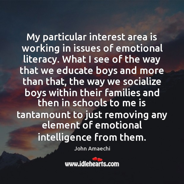 My particular interest area is working in issues of emotional literacy. What 