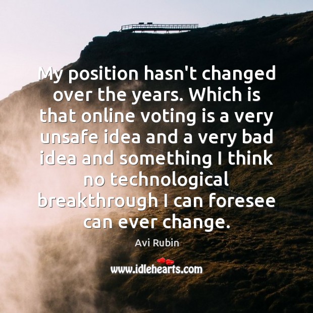 My position hasn’t changed over the years. Which is that online voting Avi Rubin Picture Quote
