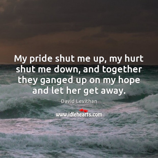 My pride shut me up, my hurt shut me down, and together David Levithan Picture Quote