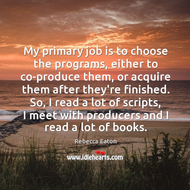 My primary job is to choose the programs, either to co-produce them, Rebecca Eaton Picture Quote