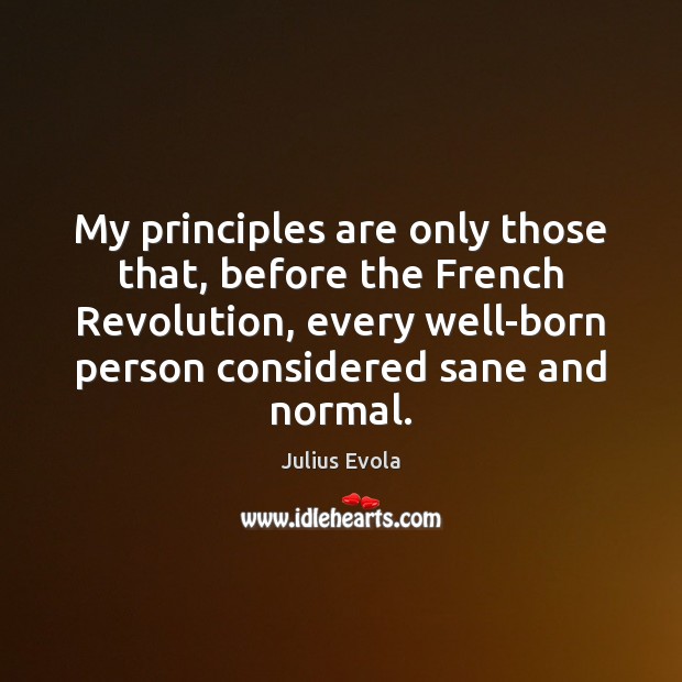 My principles are only those that, before the French Revolution, every well-born 