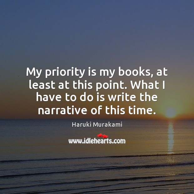 My priority is my books, at least at this point. What I Image