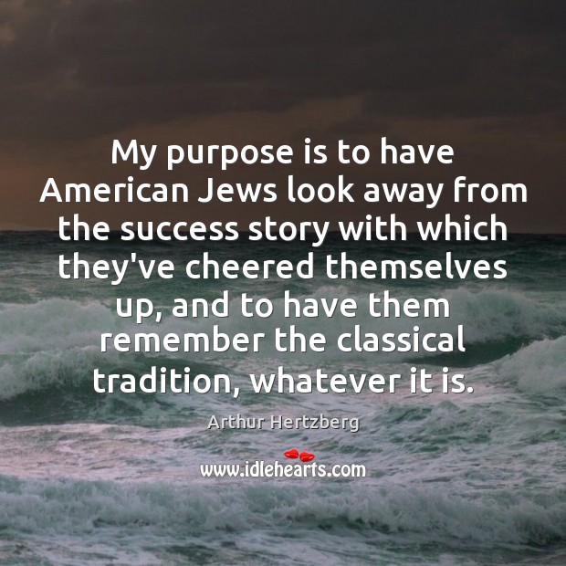 My purpose is to have American Jews look away from the success Image