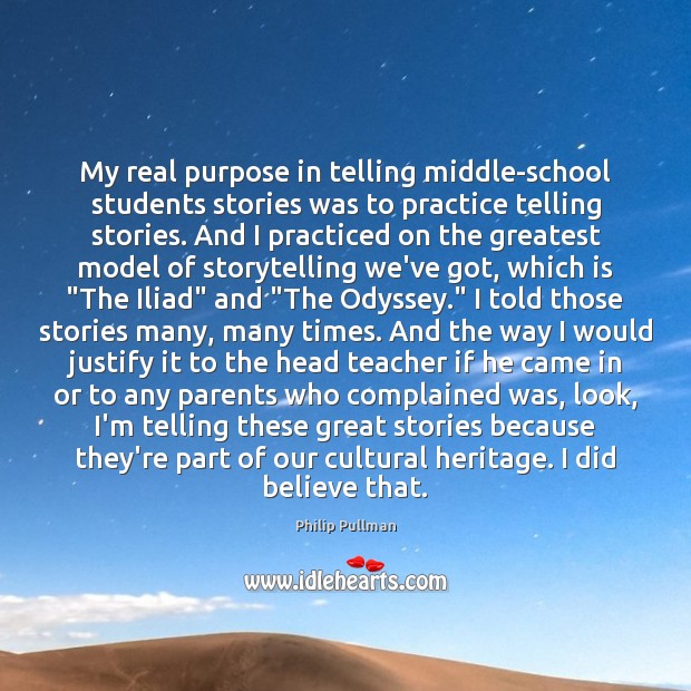 My real purpose in telling middle-school students stories was to practice telling Image