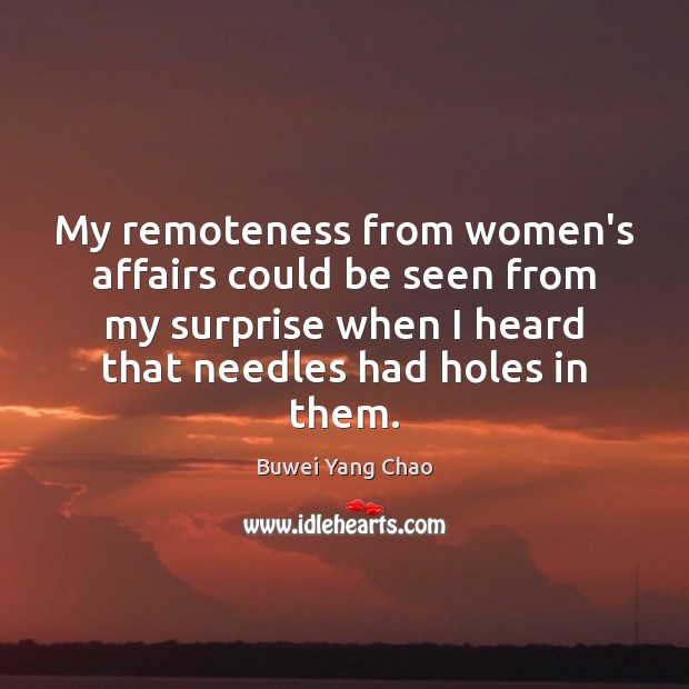 My remoteness from women’s affairs could be seen from my surprise when Image
