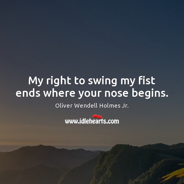 My right to swing my fist ends where your nose begins. Image