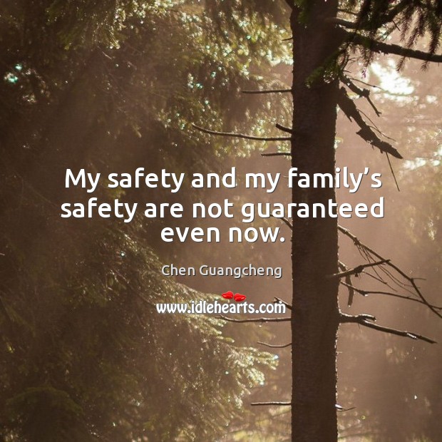 My safety and my family’s safety are not guaranteed even now. Chen Guangcheng Picture Quote