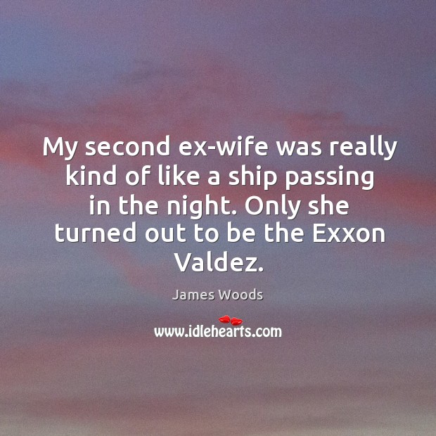 My second ex-wife was really kind of like a ship passing in the night. James Woods Picture Quote