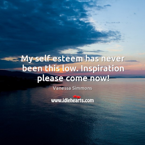 My self esteem has never been this low. Inspiration please come now! Vanessa Simmons Picture Quote