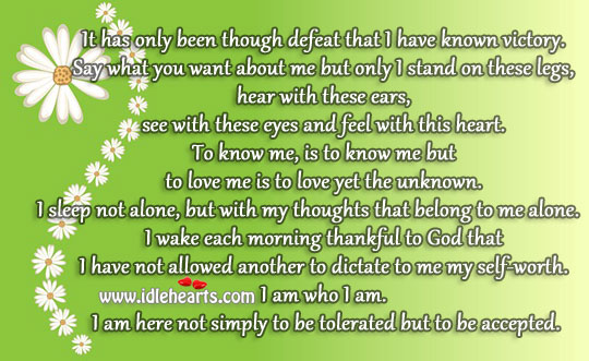 I am here not simply to be tolerated but to be accepted. Thankful Quotes Image
