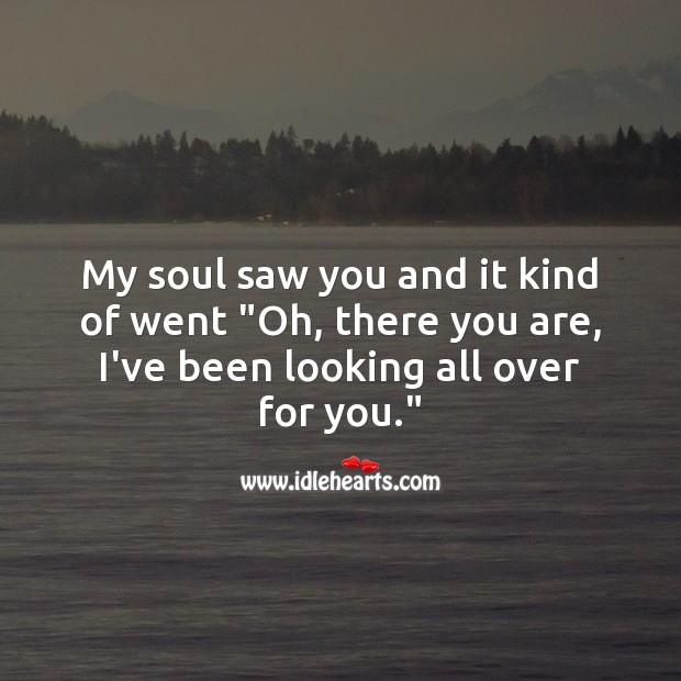 My soul saw you and it kind of went “Oh, there you are, I’ve been looking all over for you.” Falling in Love Quotes Image