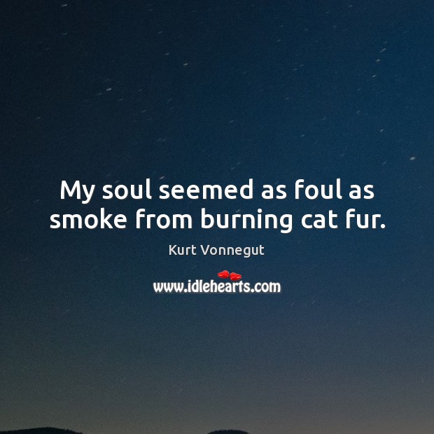 My soul seemed as foul as smoke from burning cat fur. Image