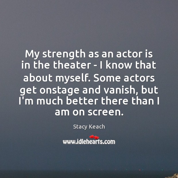 My strength as an actor is in the theater – I know Image