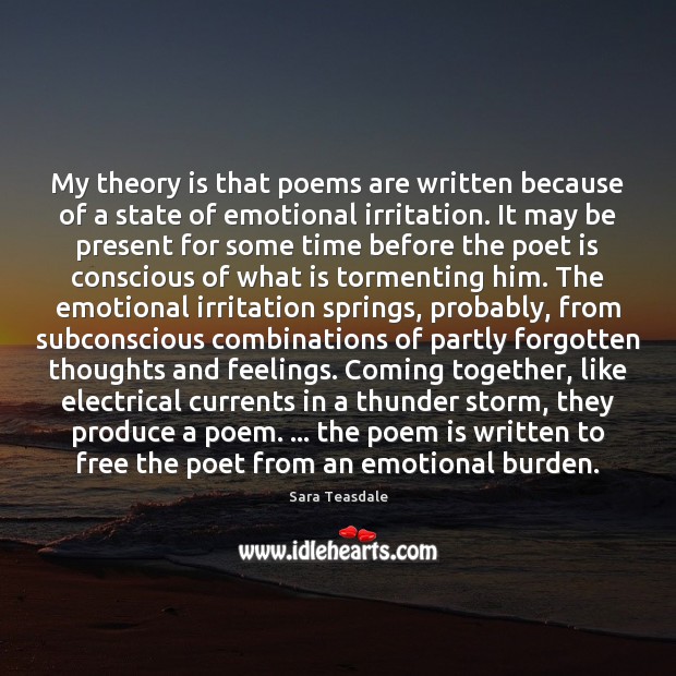 My theory is that poems are written because of a state of Image