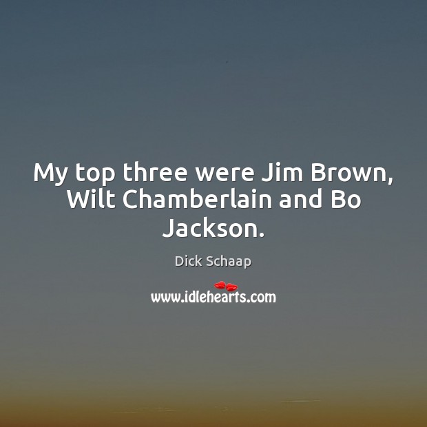 My top three were Jim Brown, Wilt Chamberlain and Bo Jackson. Dick Schaap Picture Quote