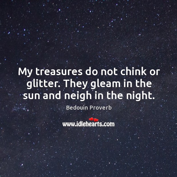 My treasures do not chink or glitter. Bedouin Proverbs Image