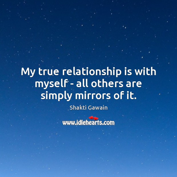 My true relationship is with myself – all others are simply mirrors of it. Relationship Quotes Image