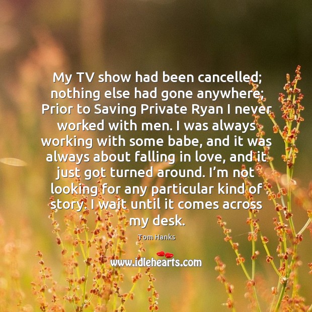 My tv show had been cancelled; nothing else had gone anywhere; Falling in Love Quotes Image