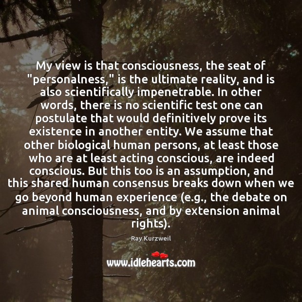 My view is that consciousness, the seat of “personalness,” is the ultimate Image