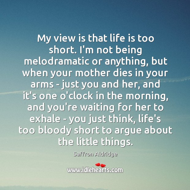 My view is that life is too short. I’m not being melodramatic Life is Too Short Quotes Image