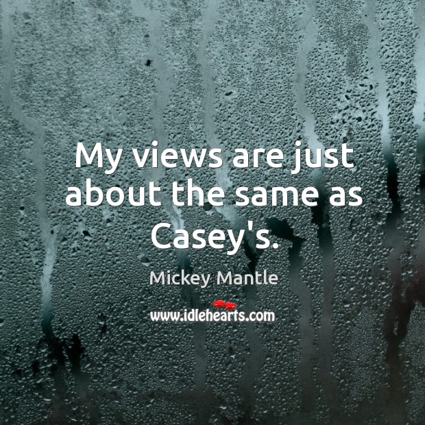 My views are just about the same as Casey’s. Mickey Mantle Picture Quote