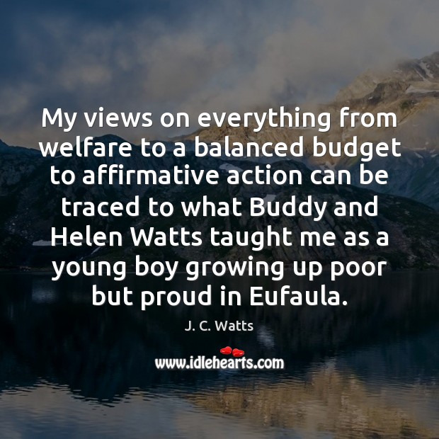 My views on everything from welfare to a balanced budget to affirmative J. C. Watts Picture Quote
