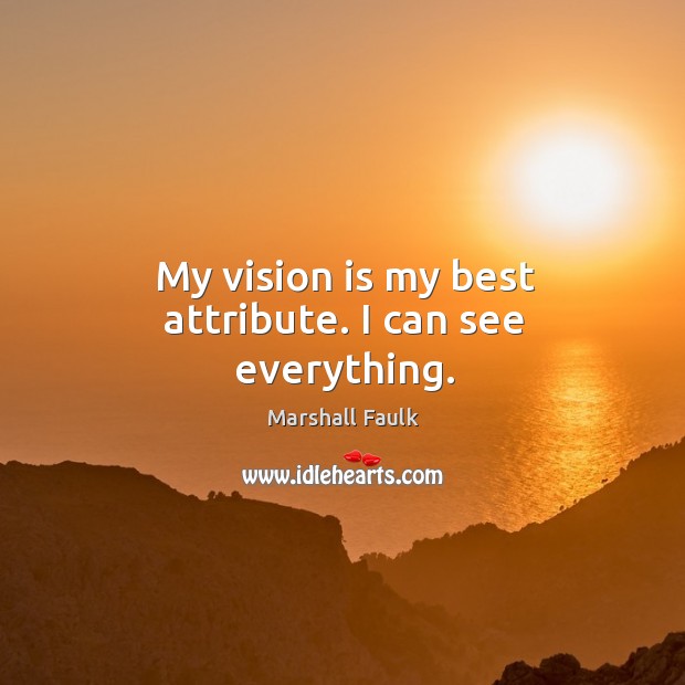 My vision is my best attribute. I can see everything. Image