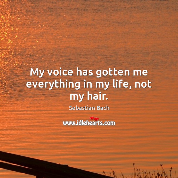 My voice has gotten me everything in my life, not my hair. Sebastian Bach Picture Quote