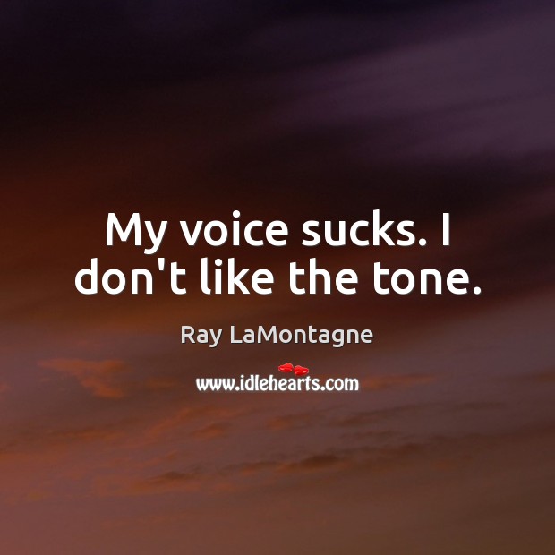 My voice sucks. I don’t like the tone. Ray LaMontagne Picture Quote