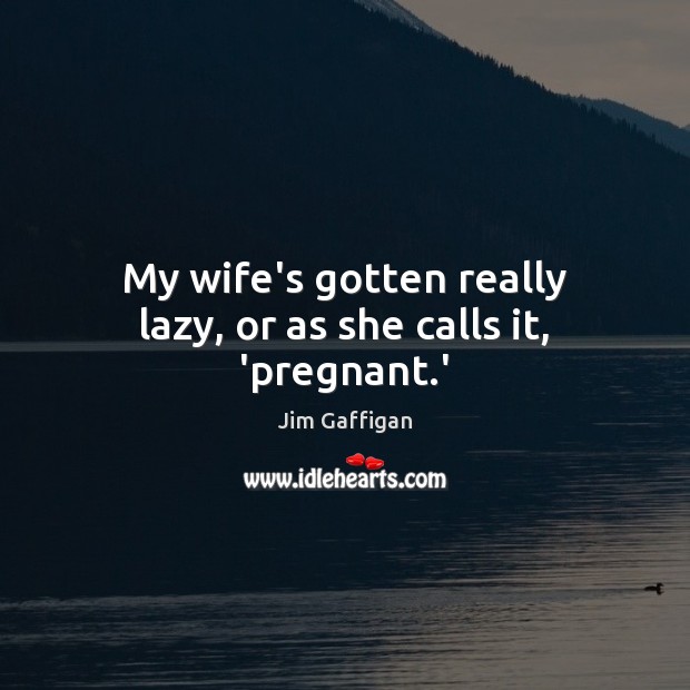 My wife’s gotten really lazy, or as she calls it, ‘pregnant.’ Jim Gaffigan Picture Quote