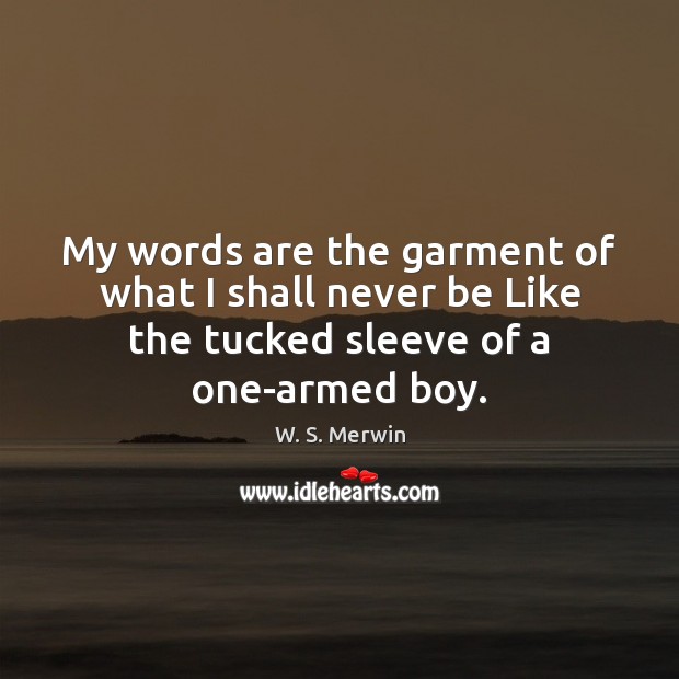 My words are the garment of what I shall never be Like W. S. Merwin Picture Quote