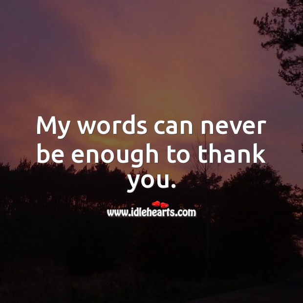 My words can never be enough to thank you. Thank You Quotes Image