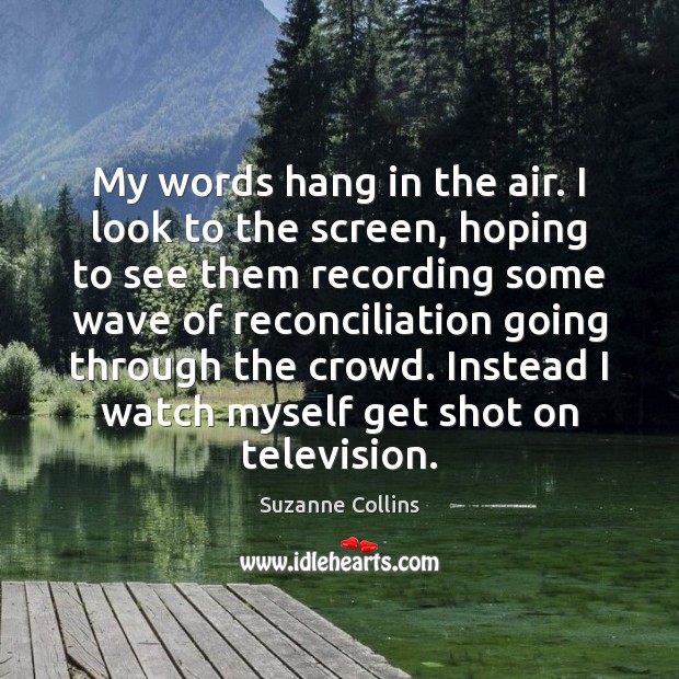 My words hang in the air. I look to the screen, hoping Suzanne Collins Picture Quote