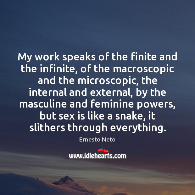 My work speaks of the finite and the infinite, of the macroscopic Ernesto Neto Picture Quote