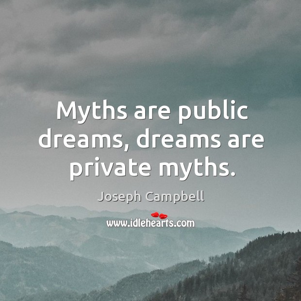 Myths are public dreams, dreams are private myths. Joseph Campbell Picture Quote
