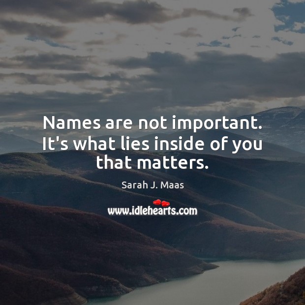Names are not important. It’s what lies inside of you that matters. Sarah J. Maas Picture Quote