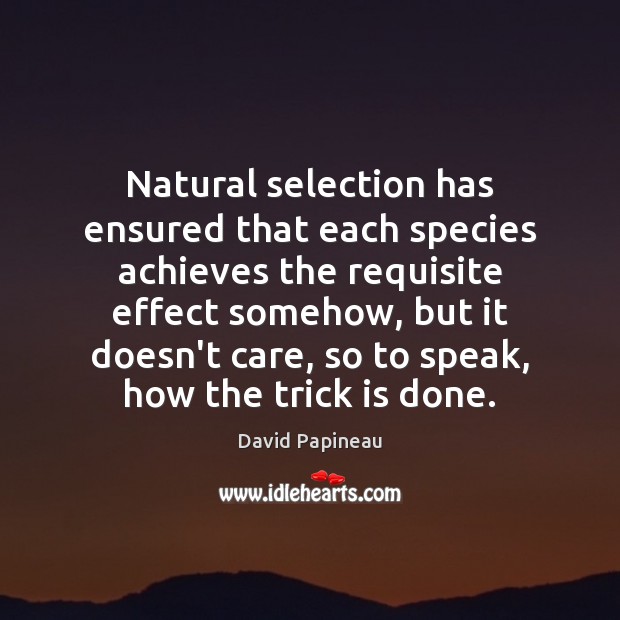 Natural selection has ensured that each species achieves the requisite effect somehow, David Papineau Picture Quote
