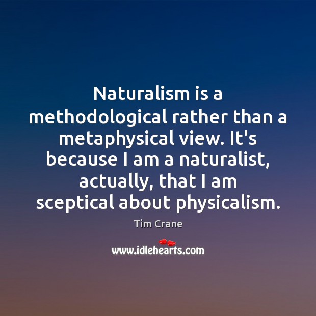 Naturalism is a methodological rather than a metaphysical view. It’s because I Tim Crane Picture Quote