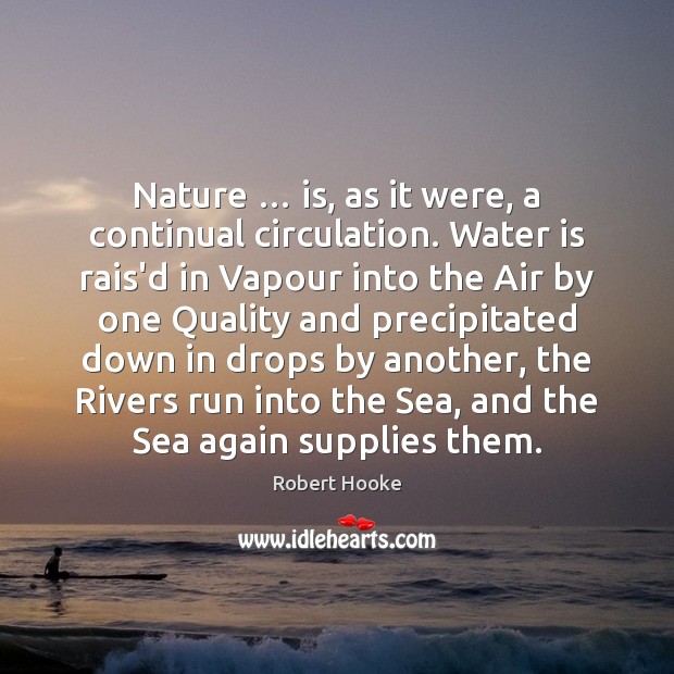 Nature … is, as it were, a continual circulation. Water is rais’d in Image