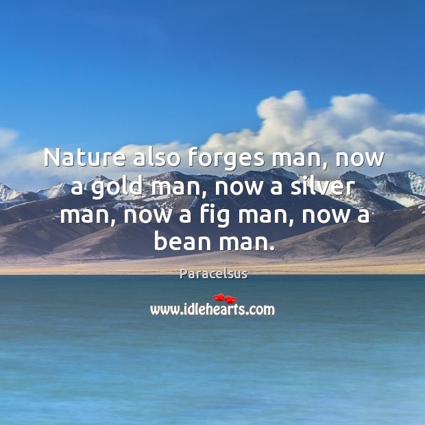 Nature also forges man, now a gold man, now a silver man, now a fig man, now a bean man. Paracelsus Picture Quote