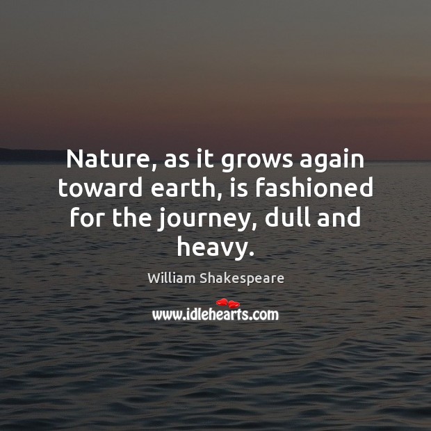 Nature, as it grows again toward earth, is fashioned for the journey, dull and heavy. Image
