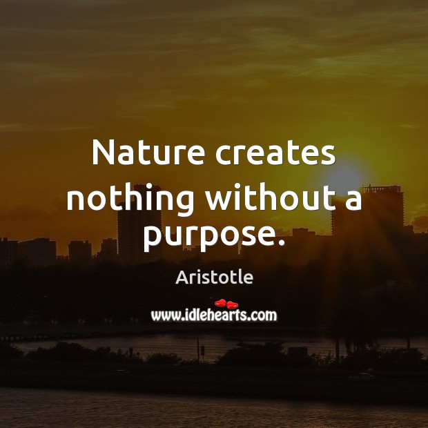 Nature creates nothing without a purpose. Image