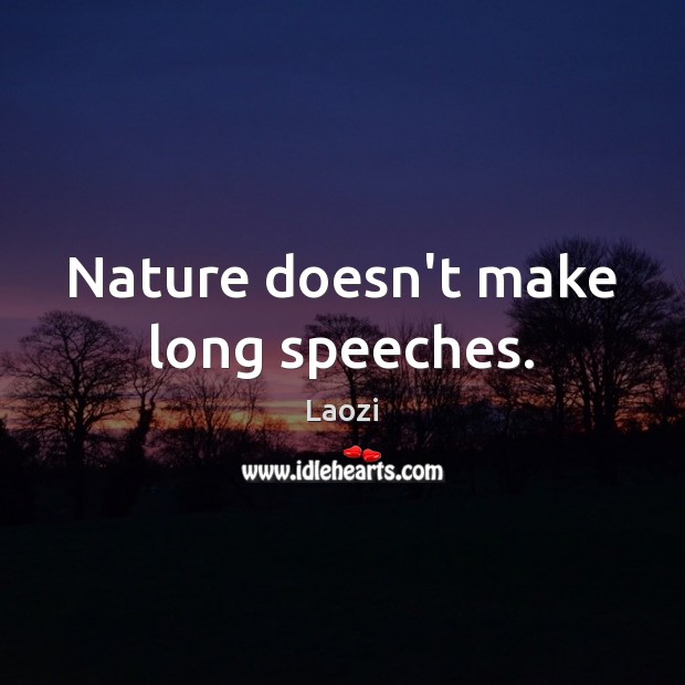 Nature doesn’t make long speeches. Laozi Picture Quote