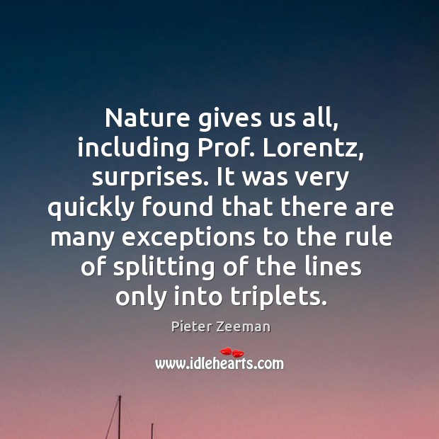 Nature gives us all, including prof. Lorentz, surprises. It was very quickly found that Image