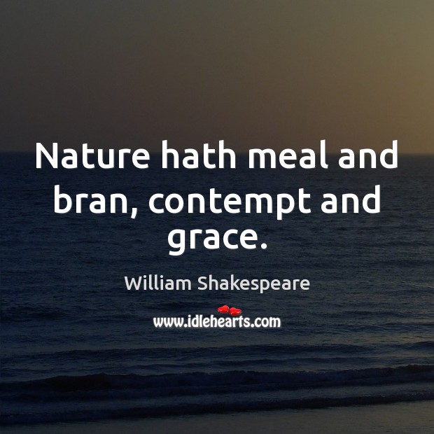 Nature hath meal and bran, contempt and grace. William Shakespeare Picture Quote