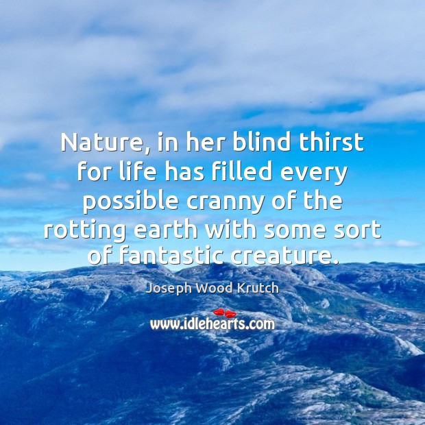 Nature, in her blind thirst for life has filled every possible cranny Image