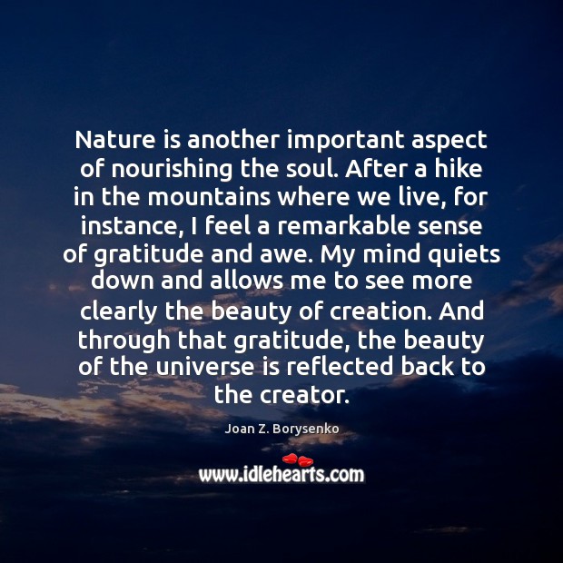 Nature is another important aspect of nourishing the soul. After a hike Image