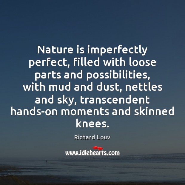 Nature is imperfectly perfect, filled with loose parts and possibilities, with mud Richard Louv Picture Quote