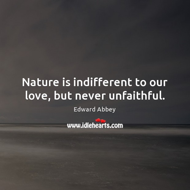 Nature is indifferent to our love, but never unfaithful. Edward Abbey Picture Quote