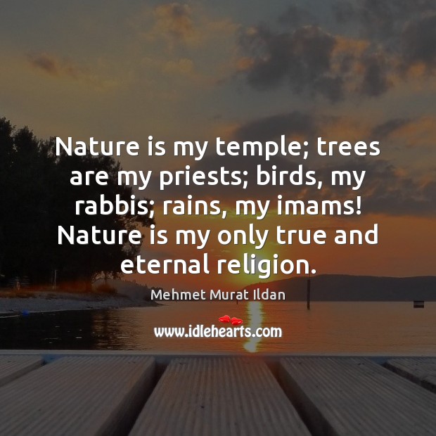 Nature is my temple; trees are my priests; birds, my rabbis; rains, Mehmet Murat Ildan Picture Quote
